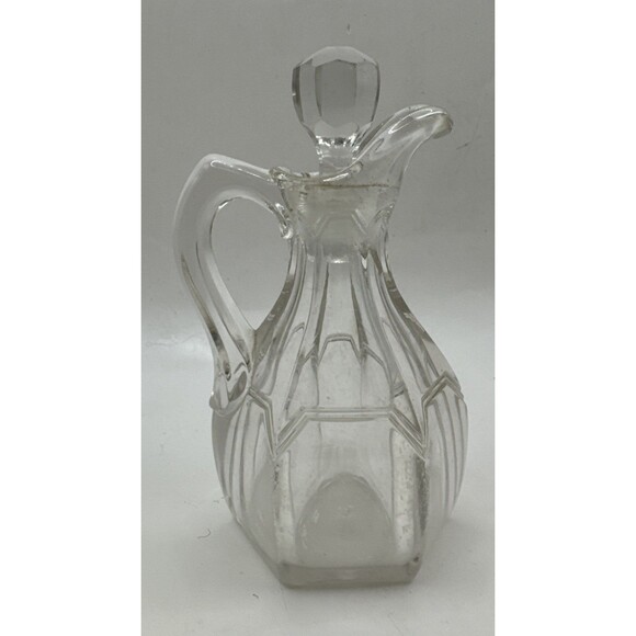 Vintage Set of 6 Clear Glass Cruets with Stoppers oil vinegar  Vtg - Picture 7 of 7